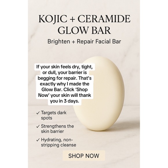 Kojic Ceramide Glow Bar pH Design Organics Brighten Repair Facial Soap - Picture 1 of 4